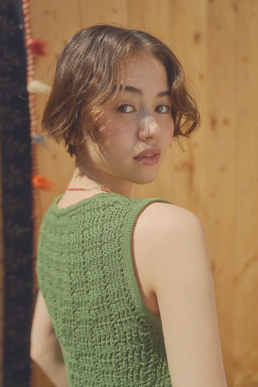 Lacy Crochet Sleeveless [Olive]