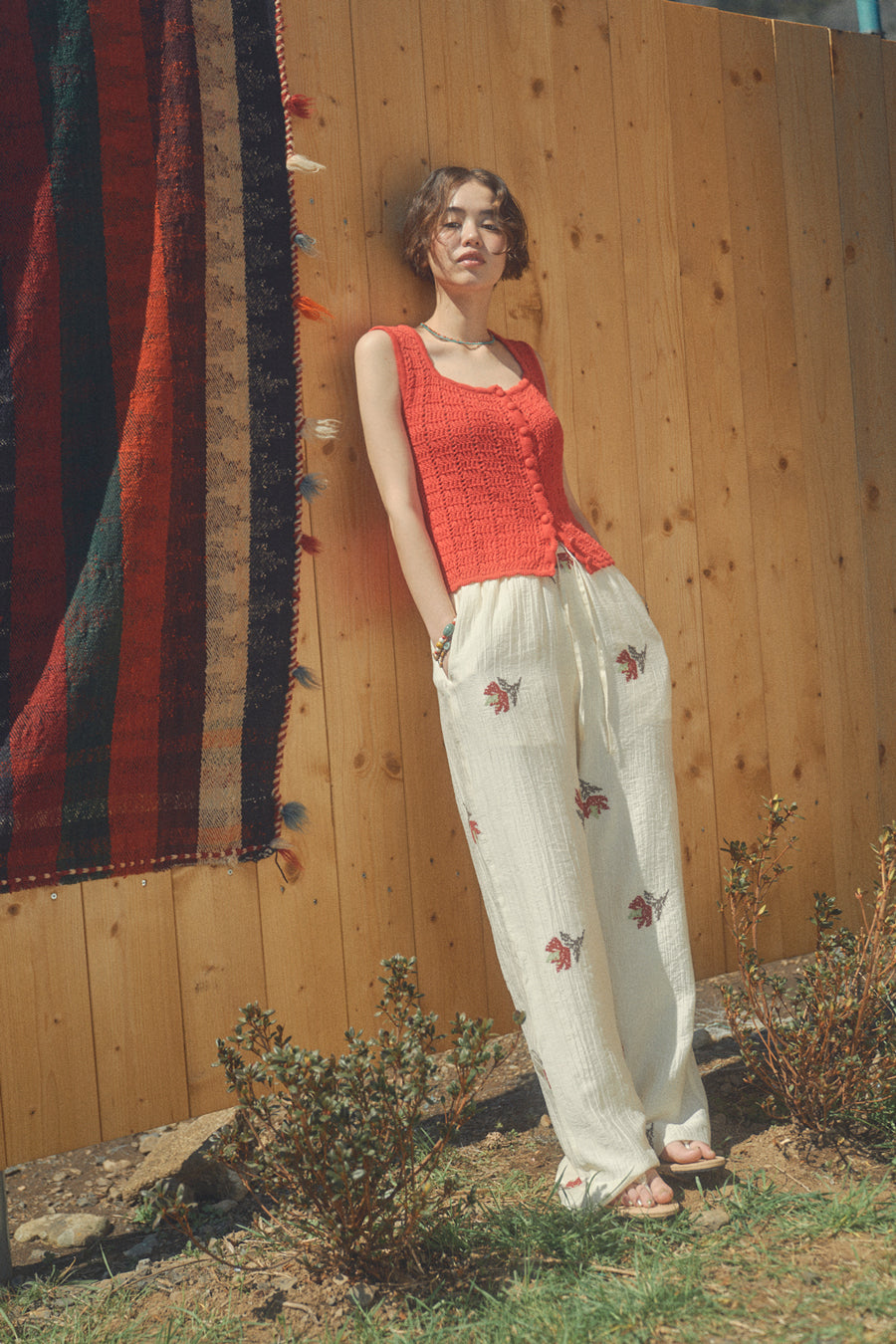 Lacy Crochet Sleeveless [Red]