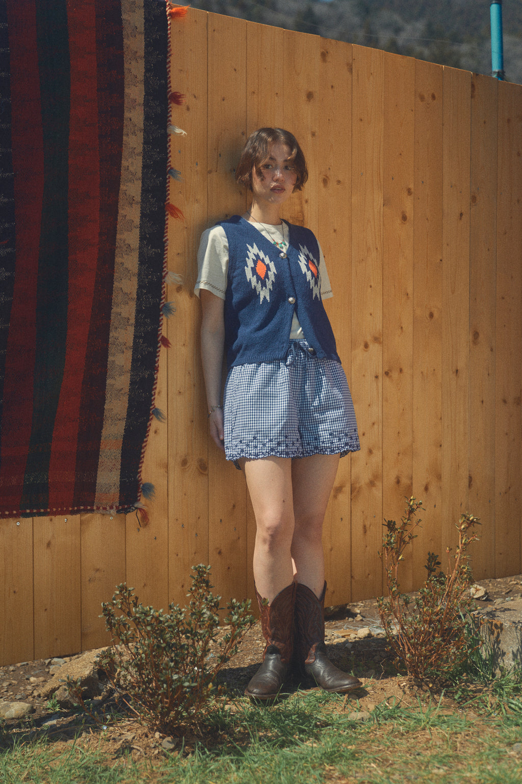 Rosy Check Shorts [Navy]