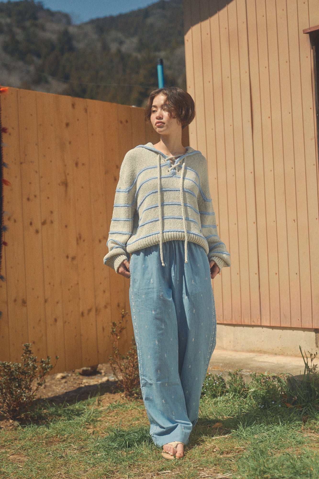 Bohemian Denim Pants [Light Blue]
