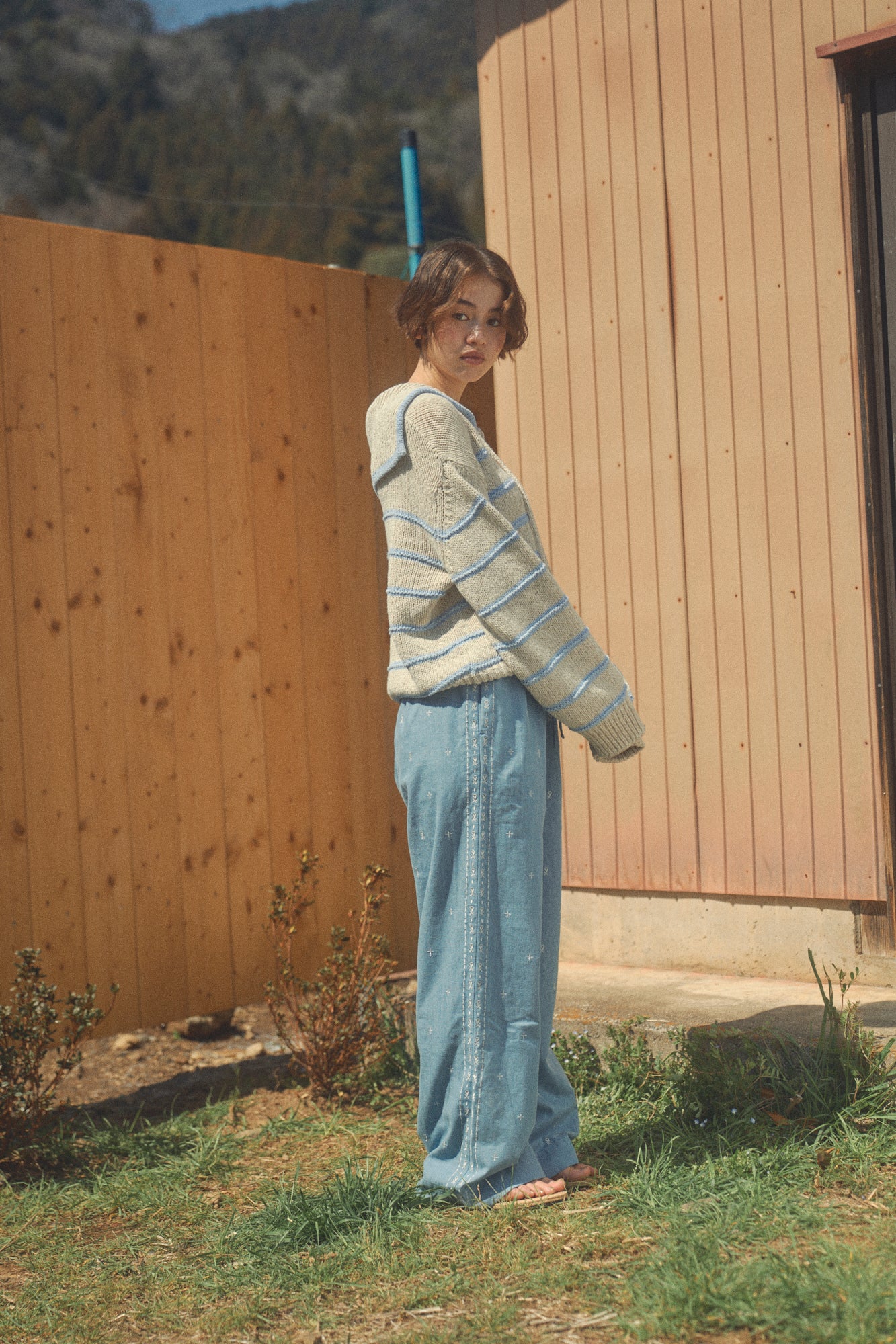 Bohemian Denim Pants [Light Blue]