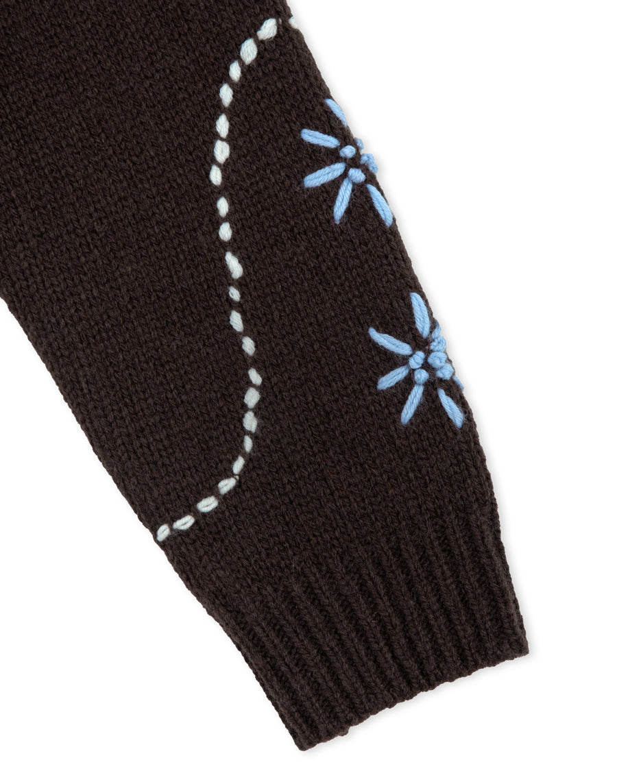 Wendy Hand Embroidery Cardigan [Deep Brown]
