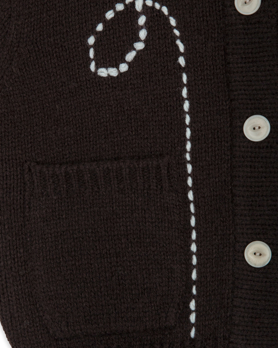 Wendy Hand Embroidery Cardigan [Deep Brown]
