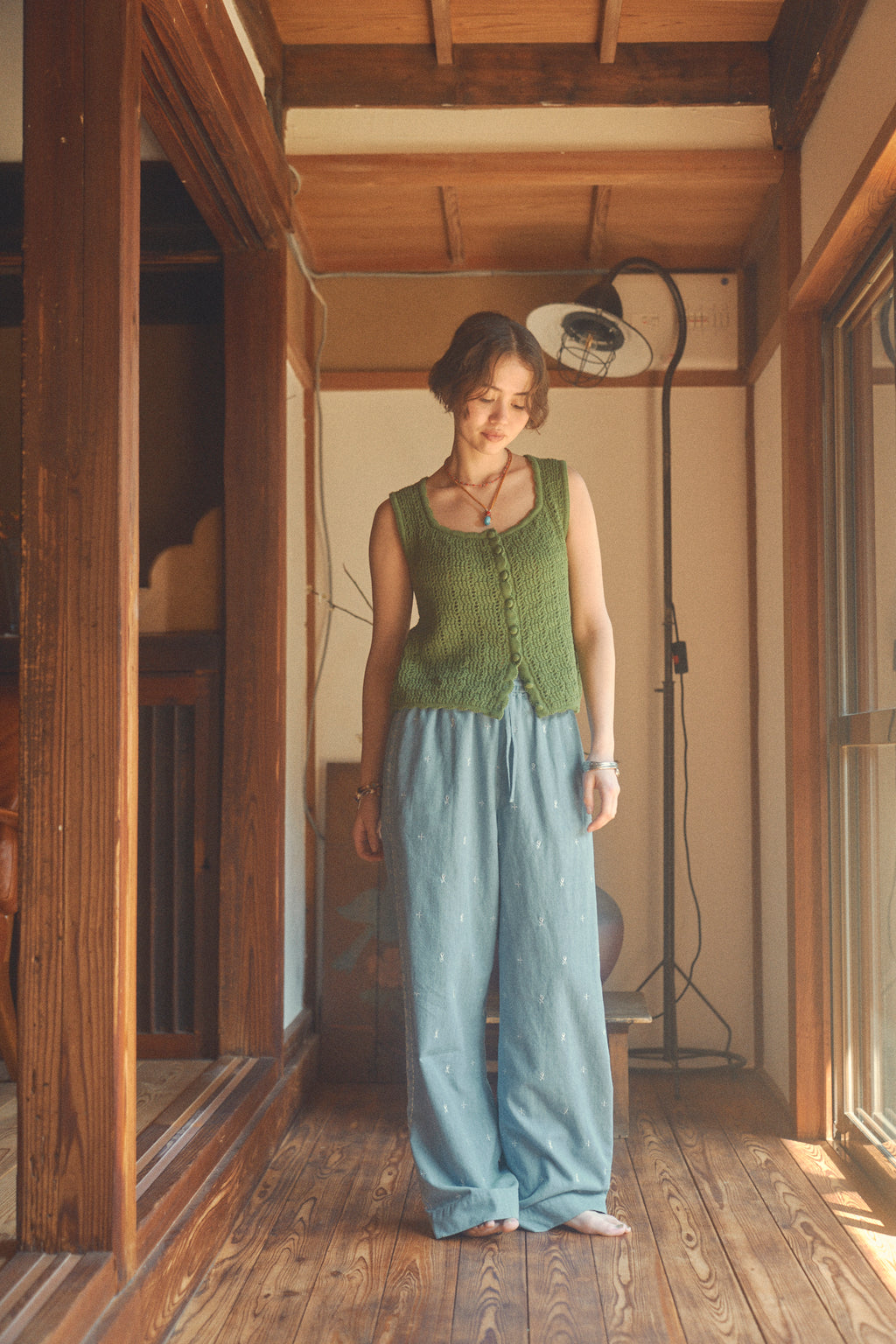 Bohemian Denim Pants [Light Blue]