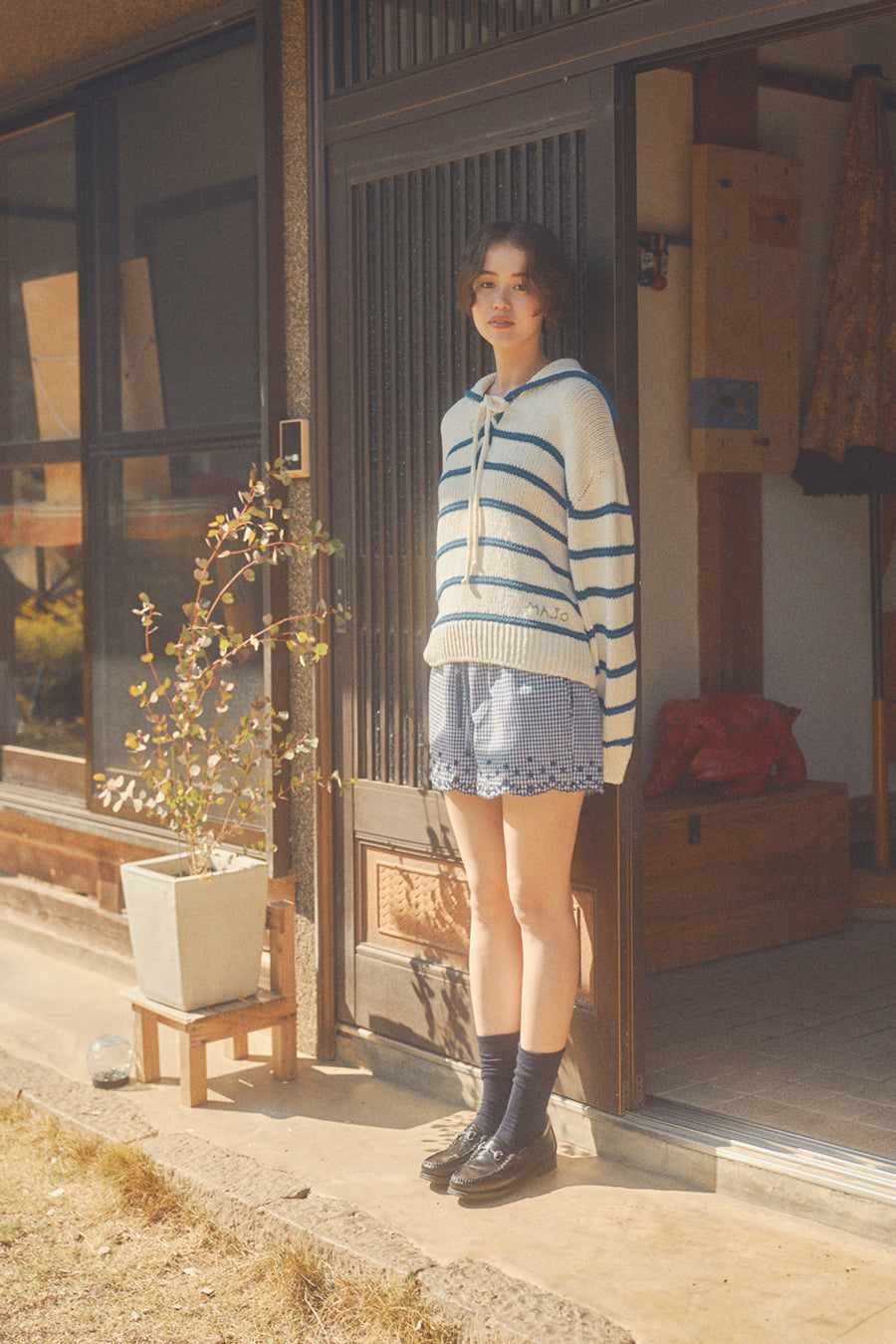 Marine Sailor Stripe Knit [White & Blue]