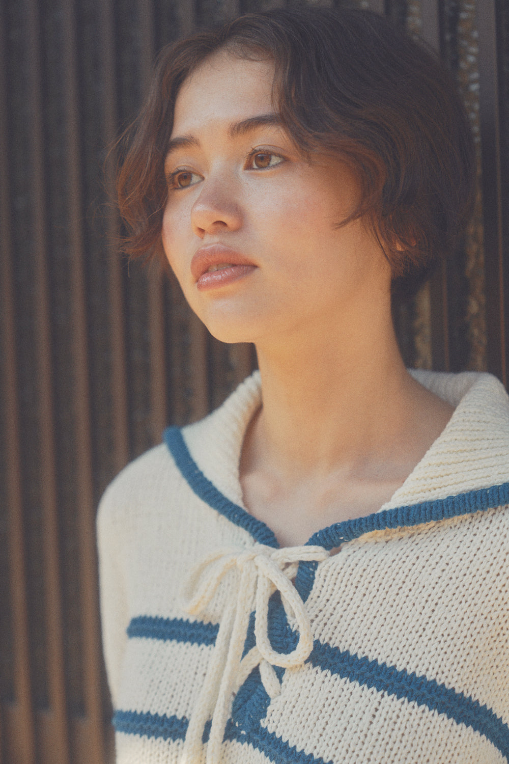 Marine Sailor Stripe Knit [White & Blue]