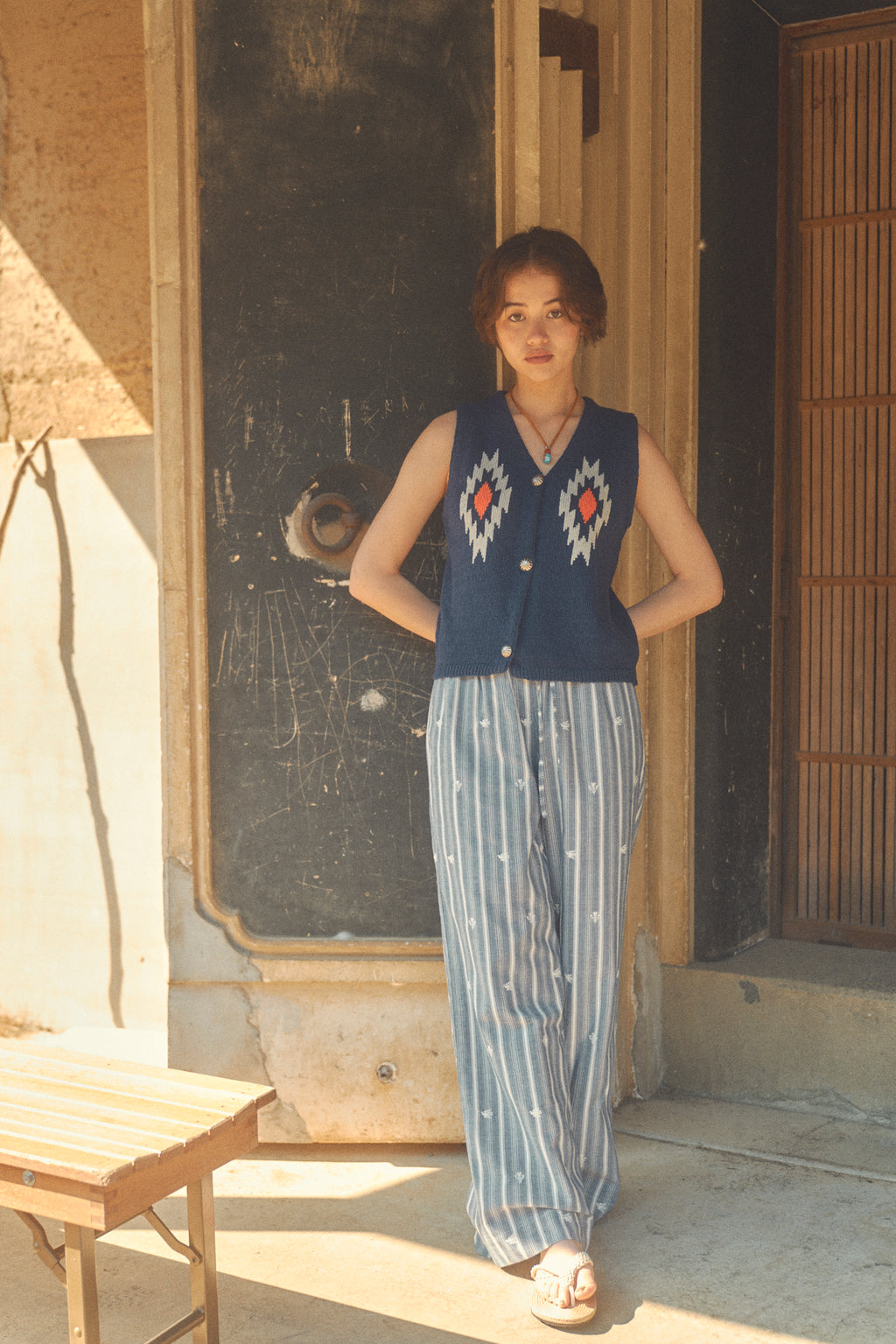 Birdsong Stripe Pants [Blue]