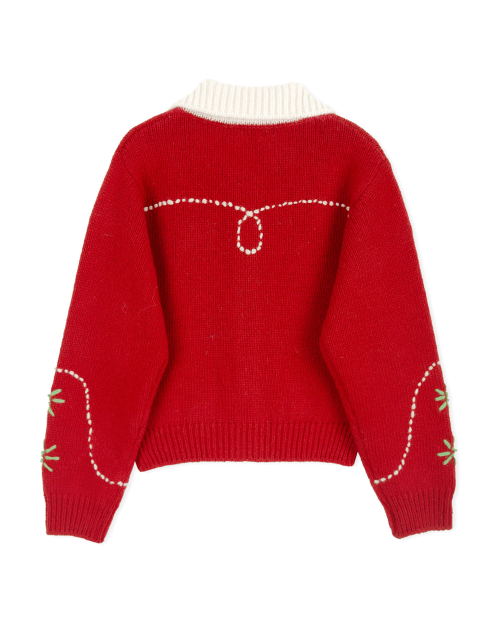 Wendy Hand Embroidery Cardigan [Tomato Red]