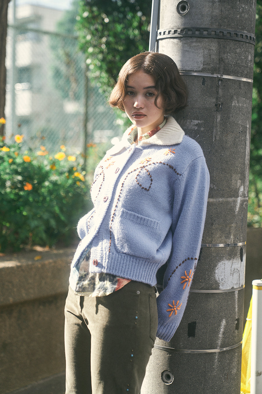 Wendy Hand Embroidery Cardigan [Vanilla Blue]