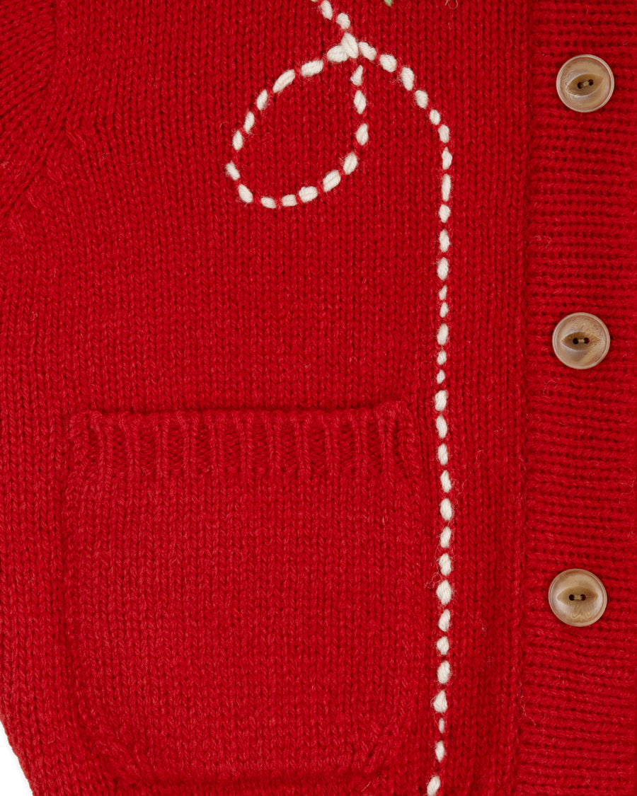 Wendy Hand Embroidery Cardigan [Tomato Red]
