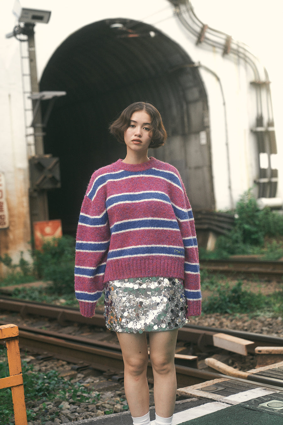 Paula Stripe Knit [Magenta Purple]
