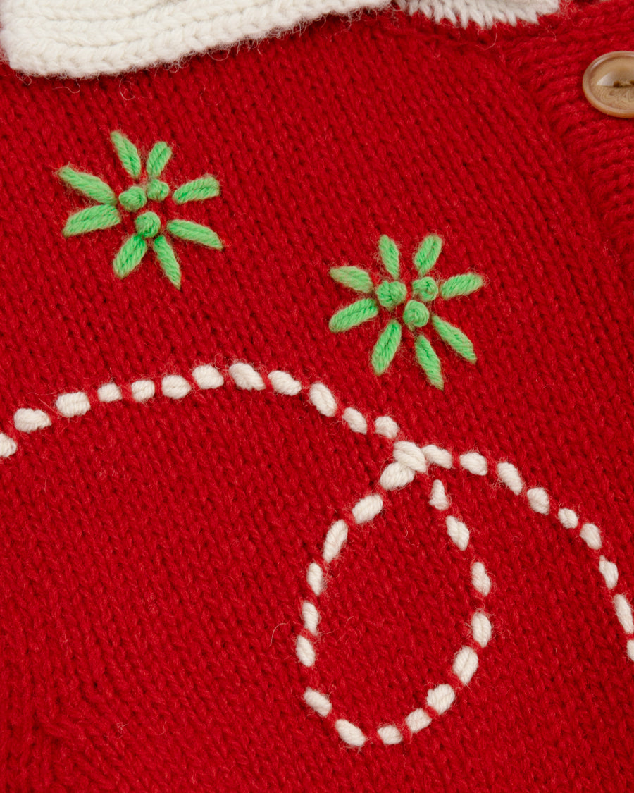 Wendy Hand Embroidery Cardigan [Tomato Red]