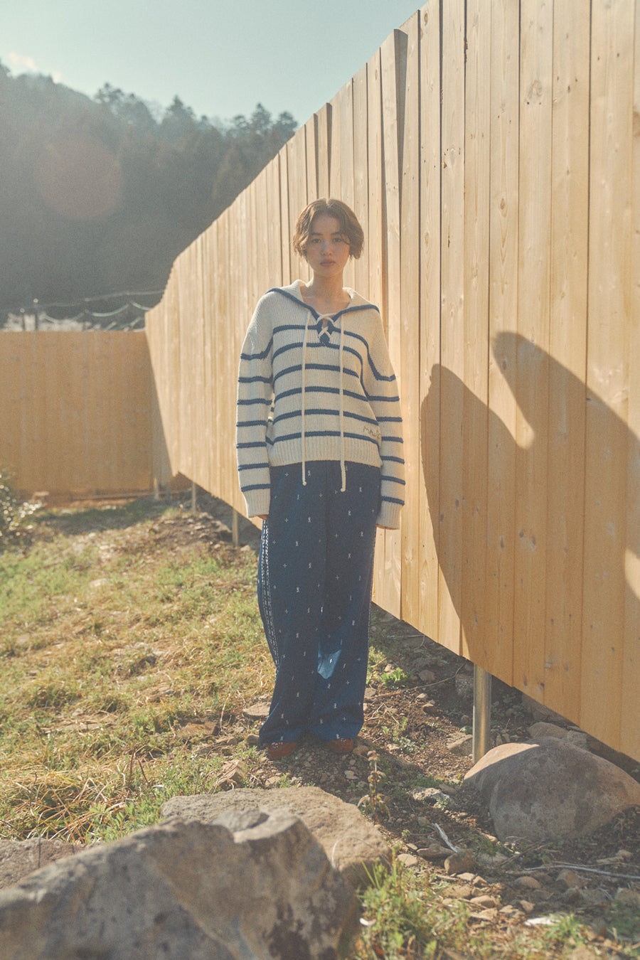 Marine Sailor Stripe Knit [White & Blue]