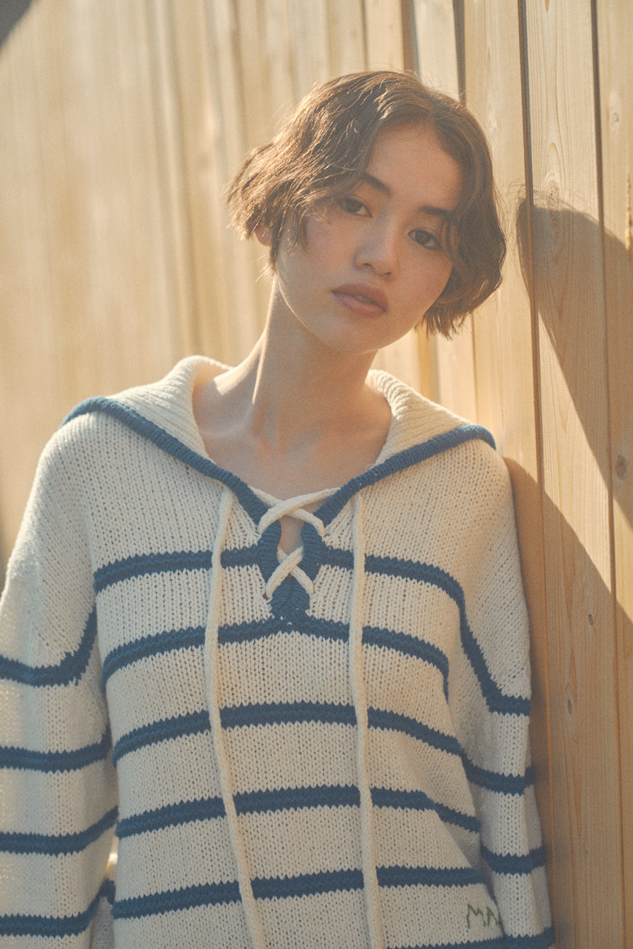 Marine Sailor Stripe Knit [White & Blue]