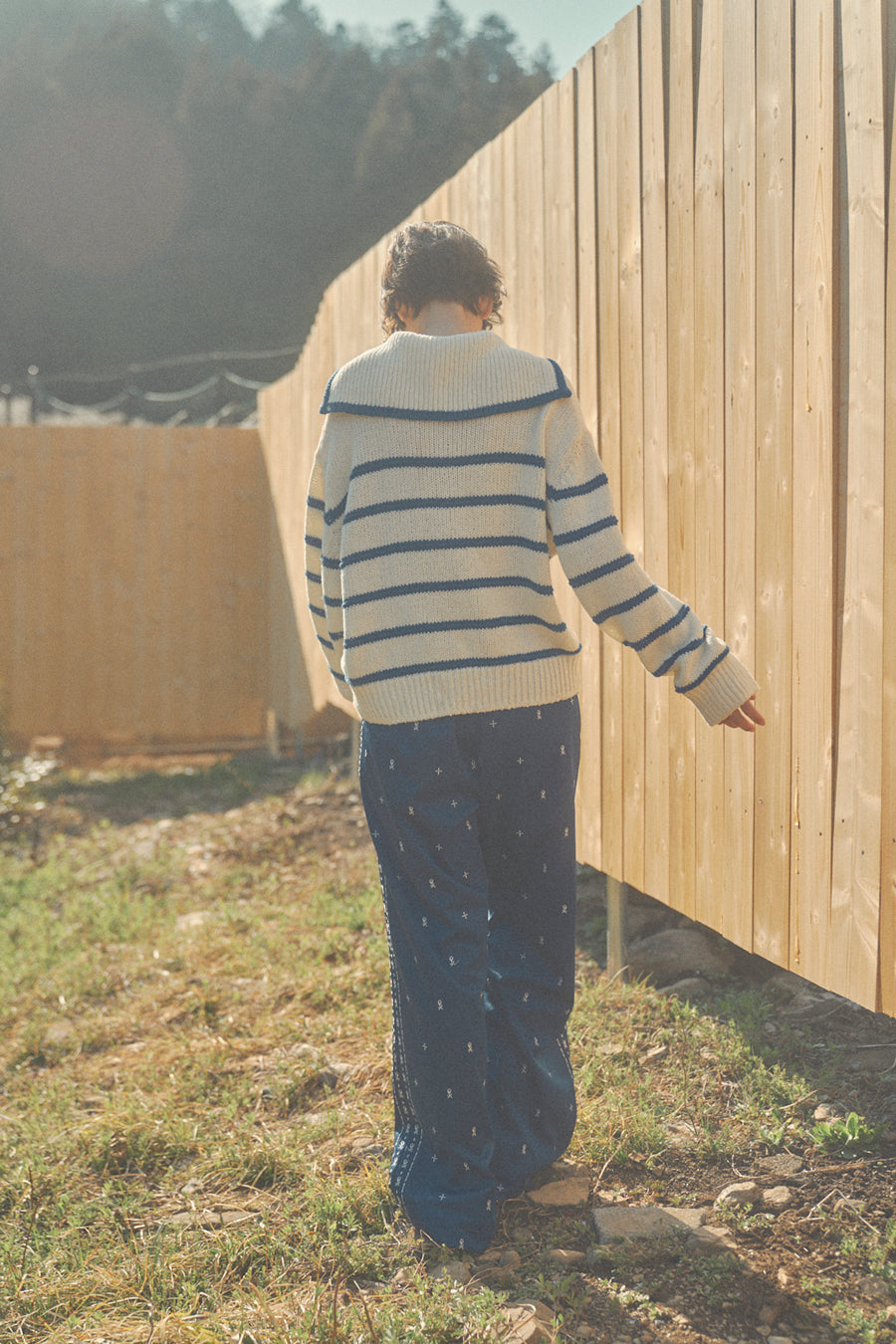Marine Sailor Stripe Knit [White & Blue]