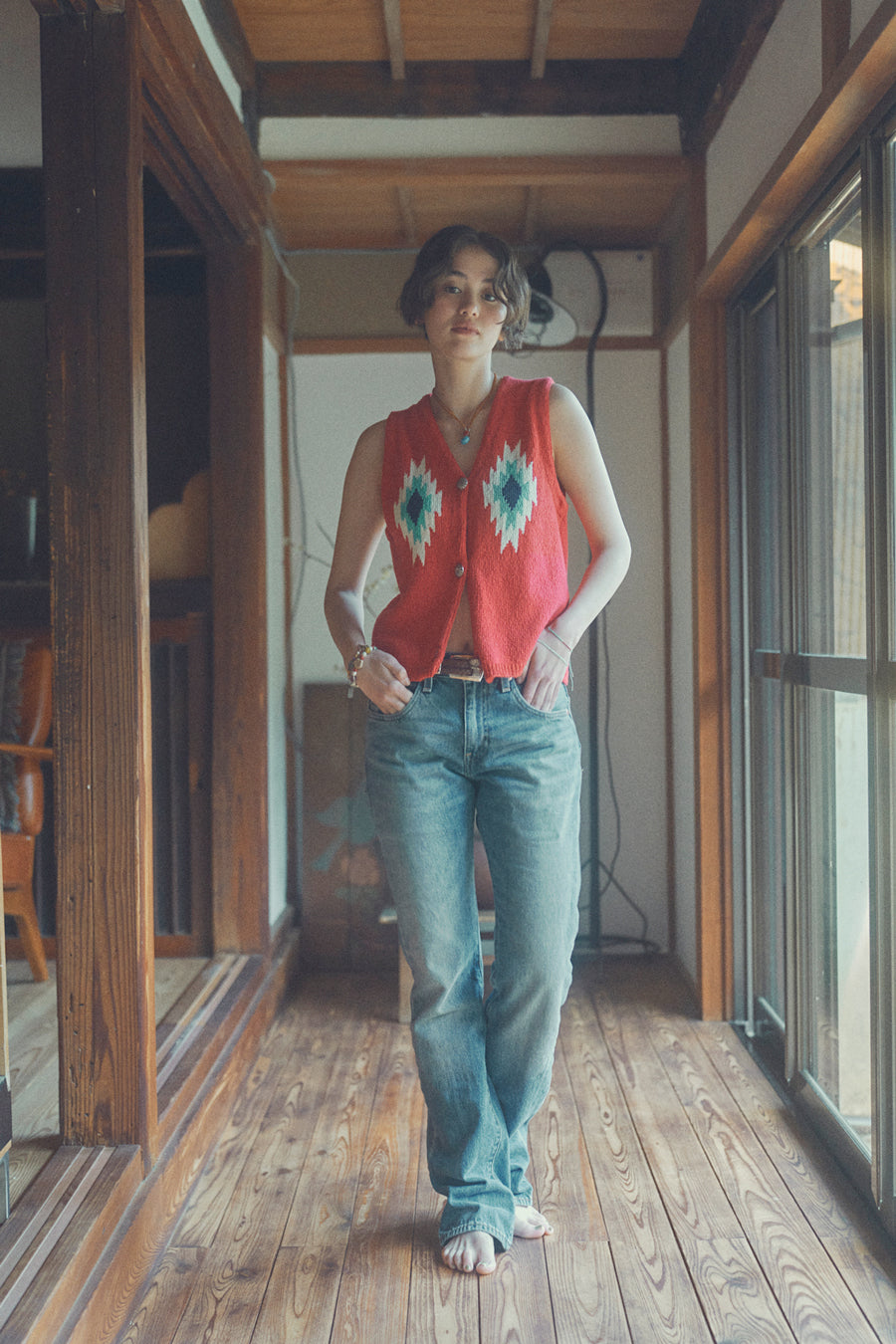 [Pre-Order: Ships Late July]Chimayo Vest [Tomato Red]