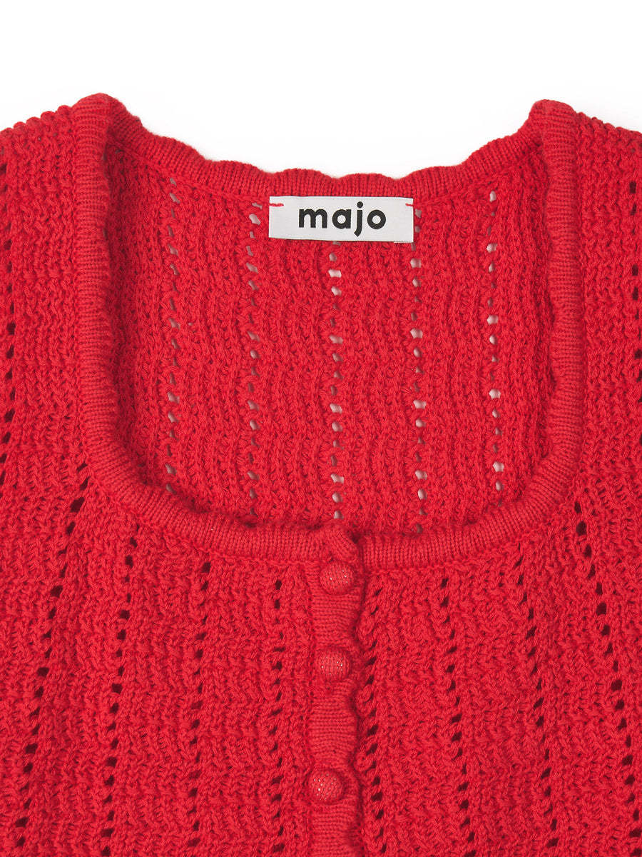 Lacy Crochet Sleeveless [Red]