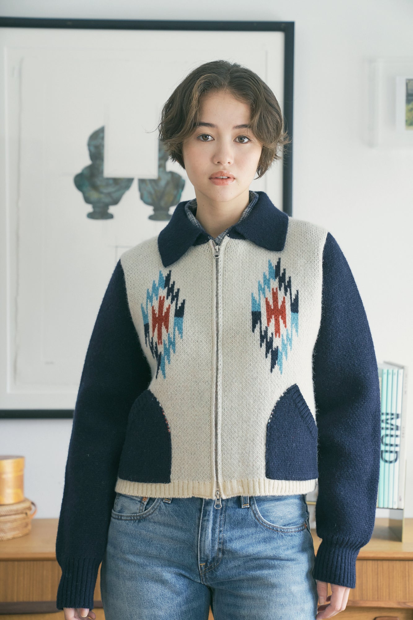 AYA Chimayo wool jacket [Navy]