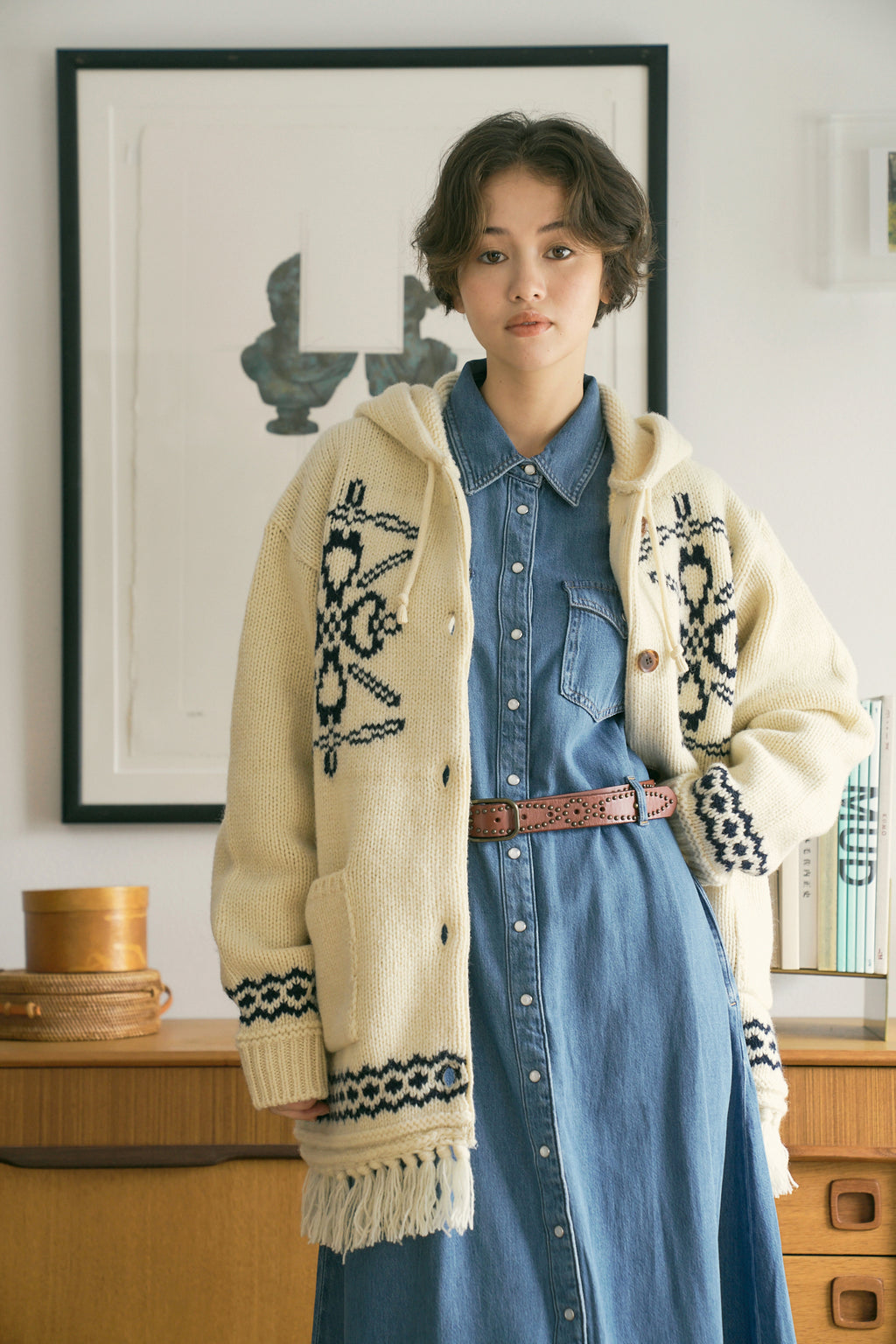 Fringe Wool Long Cardigan [Vintage Ivory]