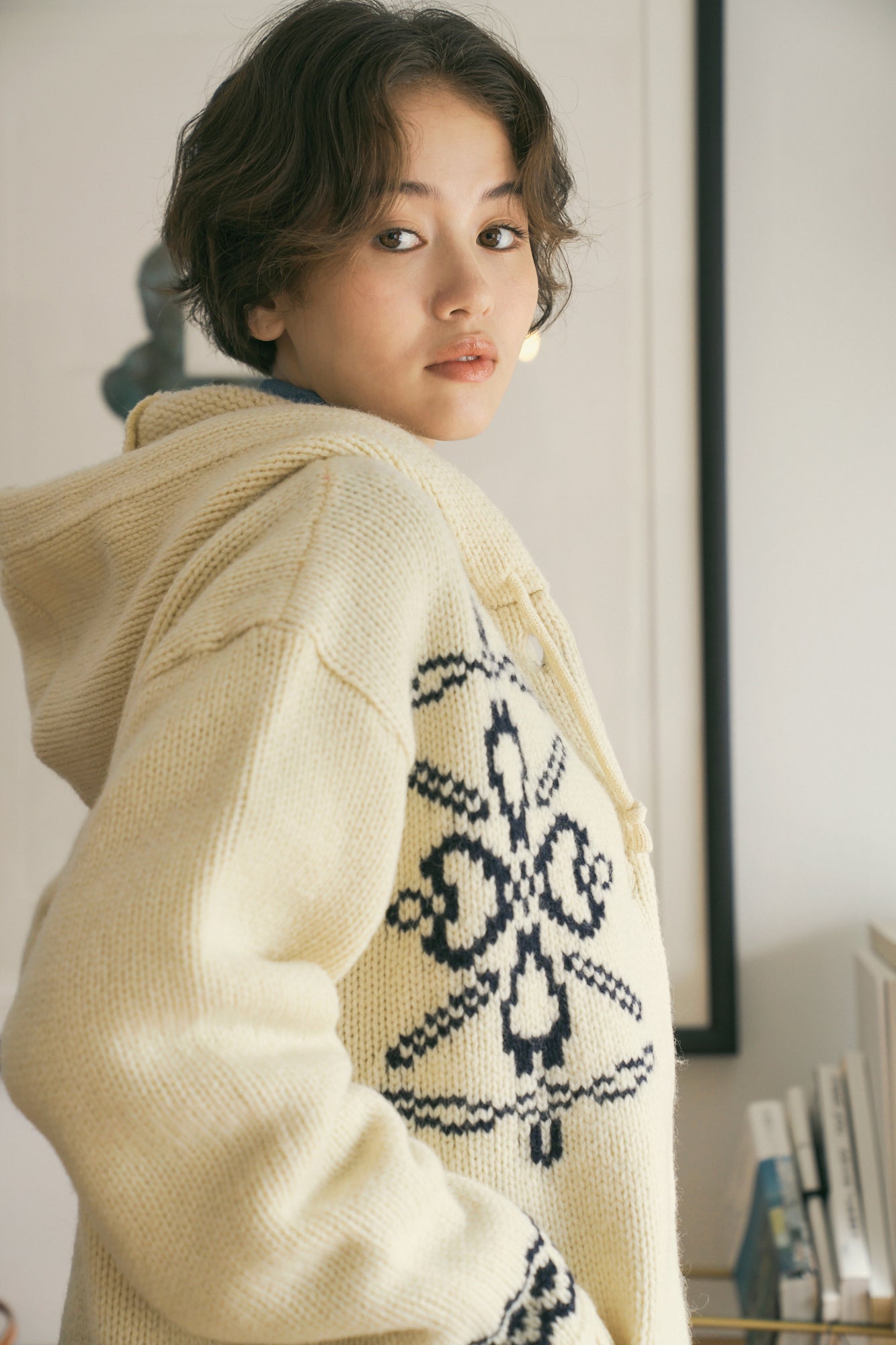 Fringe Wool Long Cardigan [Vintage Ivory]