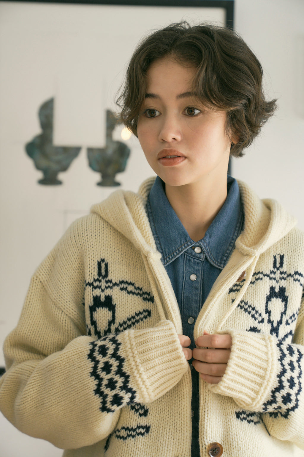 Fringe Wool Long Cardigan [Vintage Ivory]