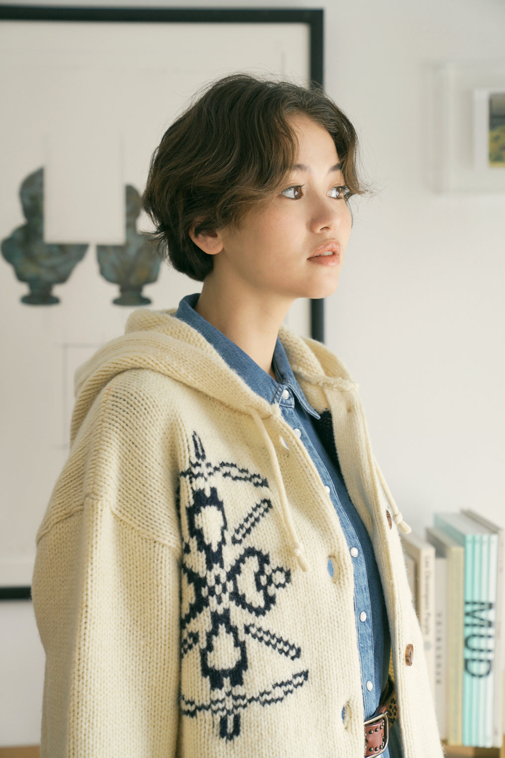 Fringe Wool Long Cardigan [Vintage Ivory]