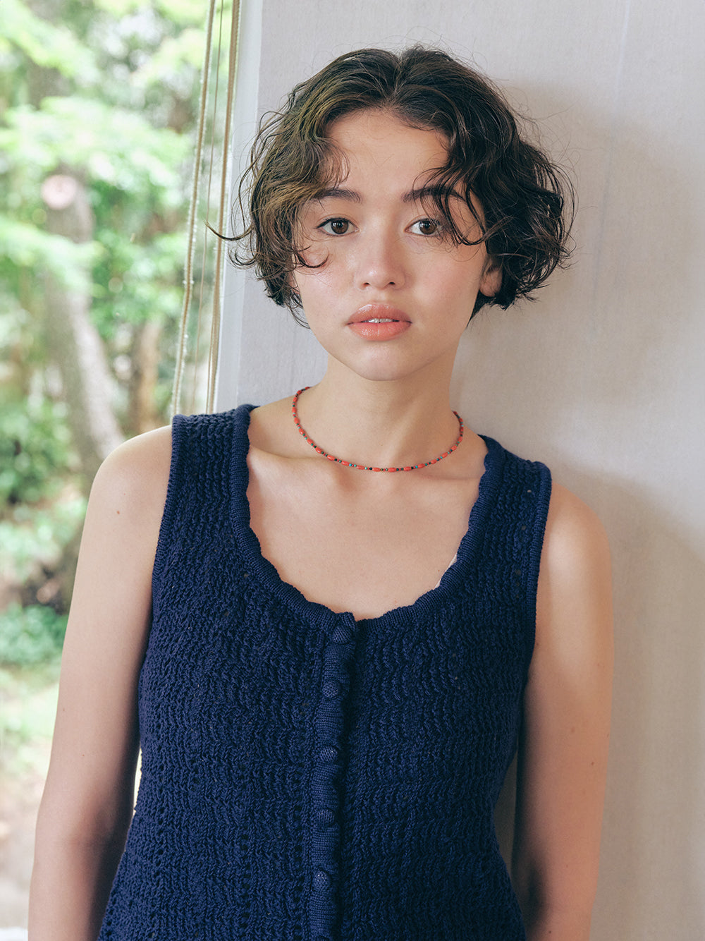 Lacy Crochet Sleeveless [Navy]