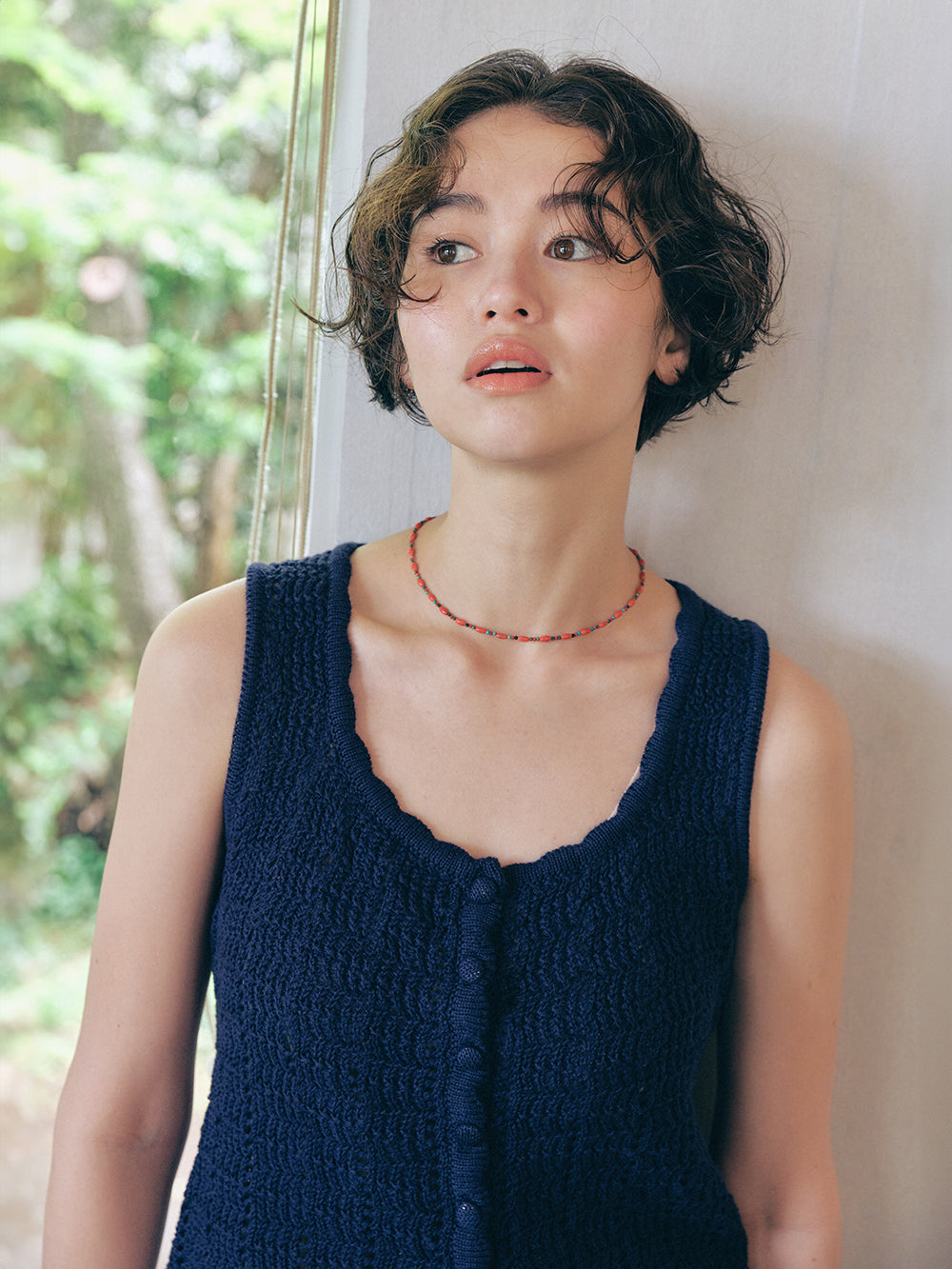 Lacy Crochet Sleeveless [Navy]