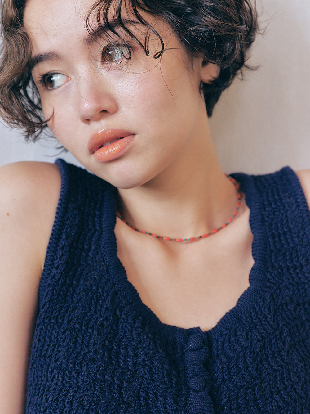 Lacy Crochet Sleeveless [Navy]