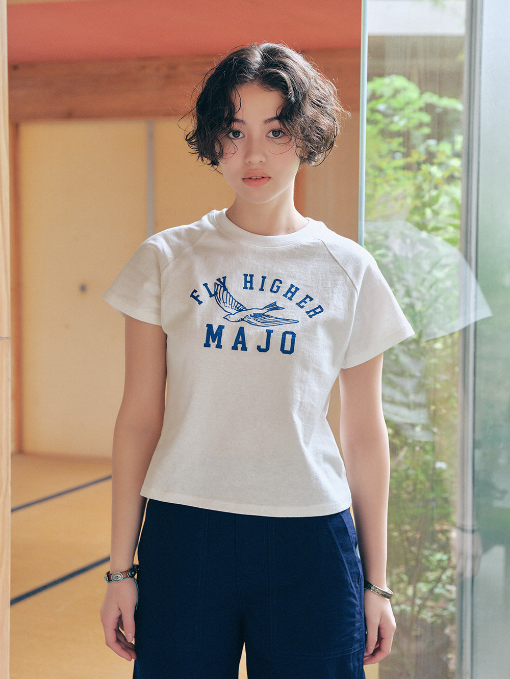Fly Higher Bird Raglan T-shirt [Ivory]