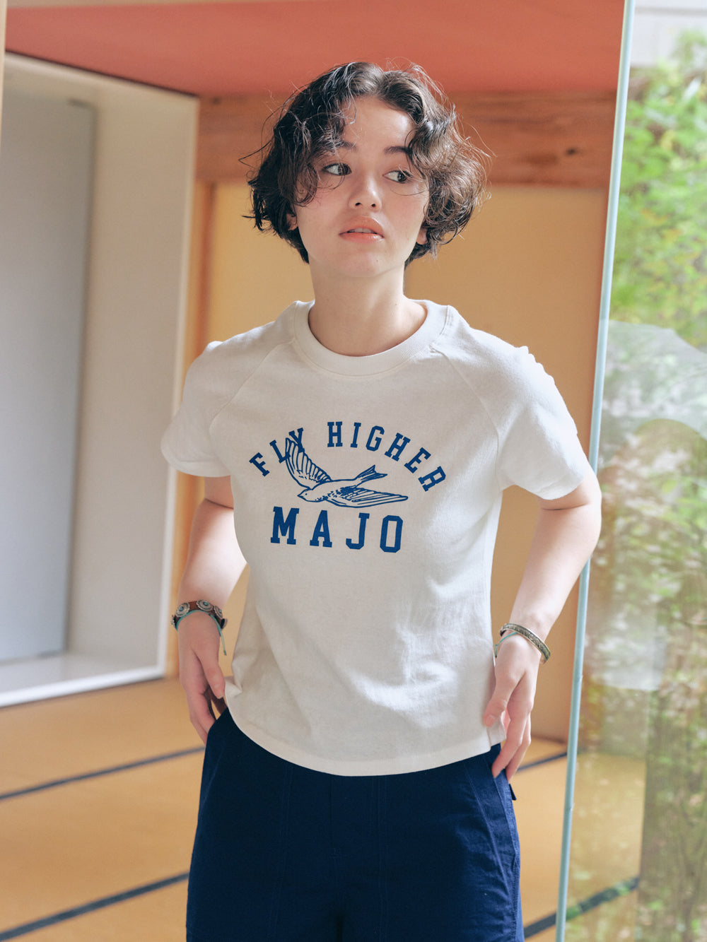 Fly Higher Bird Raglan T-shirt [Ivory]
