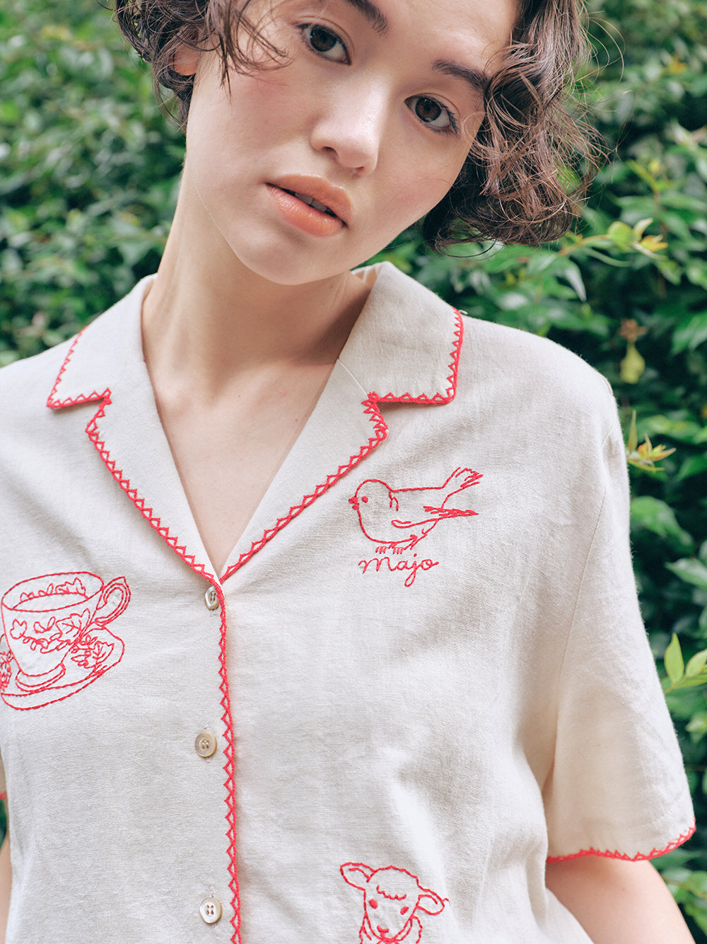 Red-Stitch Linen Shirt