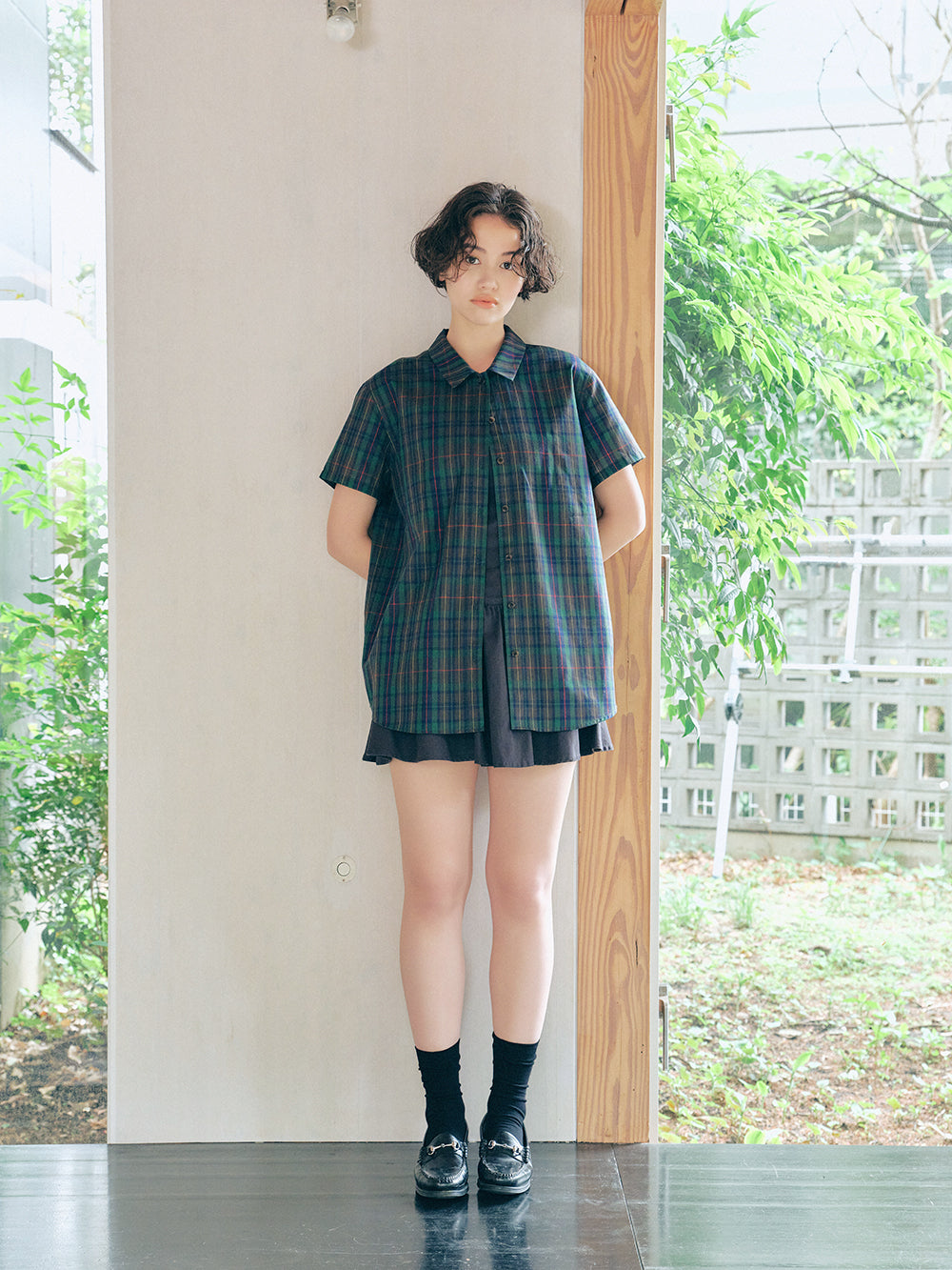 England Check Low-Collar Shirt