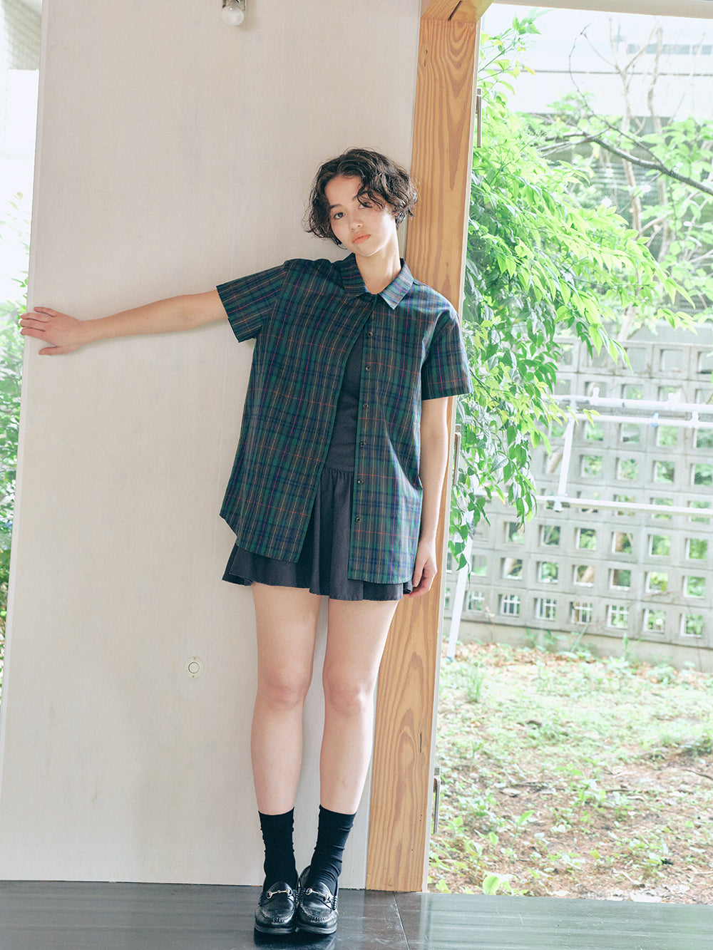 England Check Low-Collar Shirt