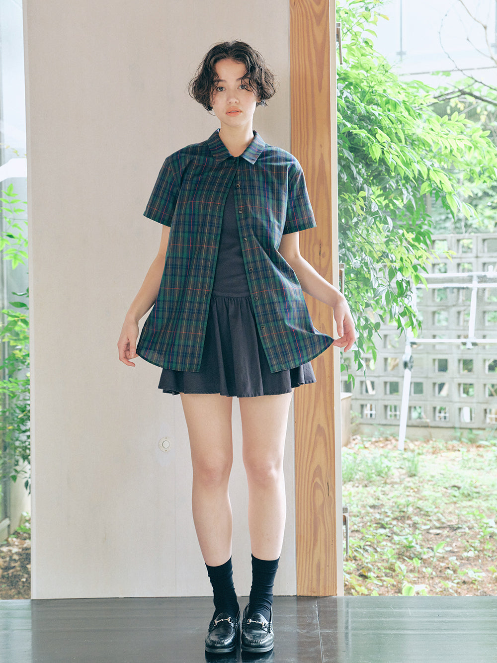 England Check Low-Collar Shirt