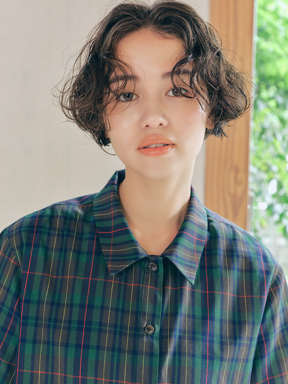 England Check Low-Collar Shirt