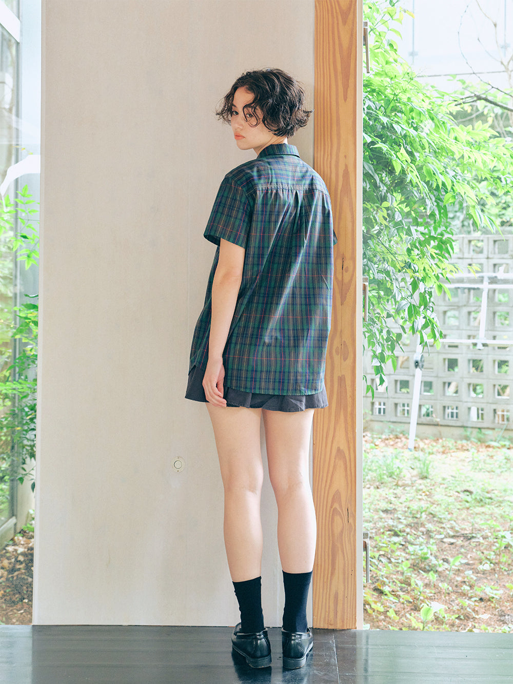 England Check Low-Collar Shirt