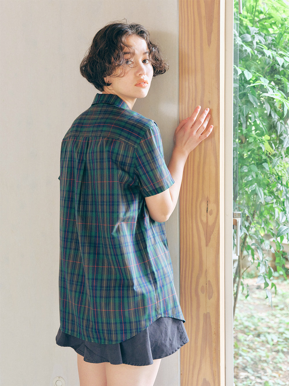 England Check Low-Collar Shirt