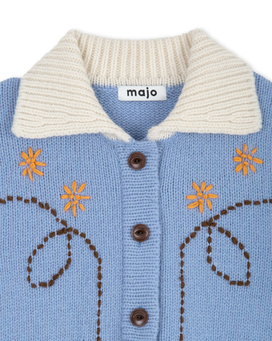 Wendy Hand Embroidery Cardigan [Vanilla Blue]