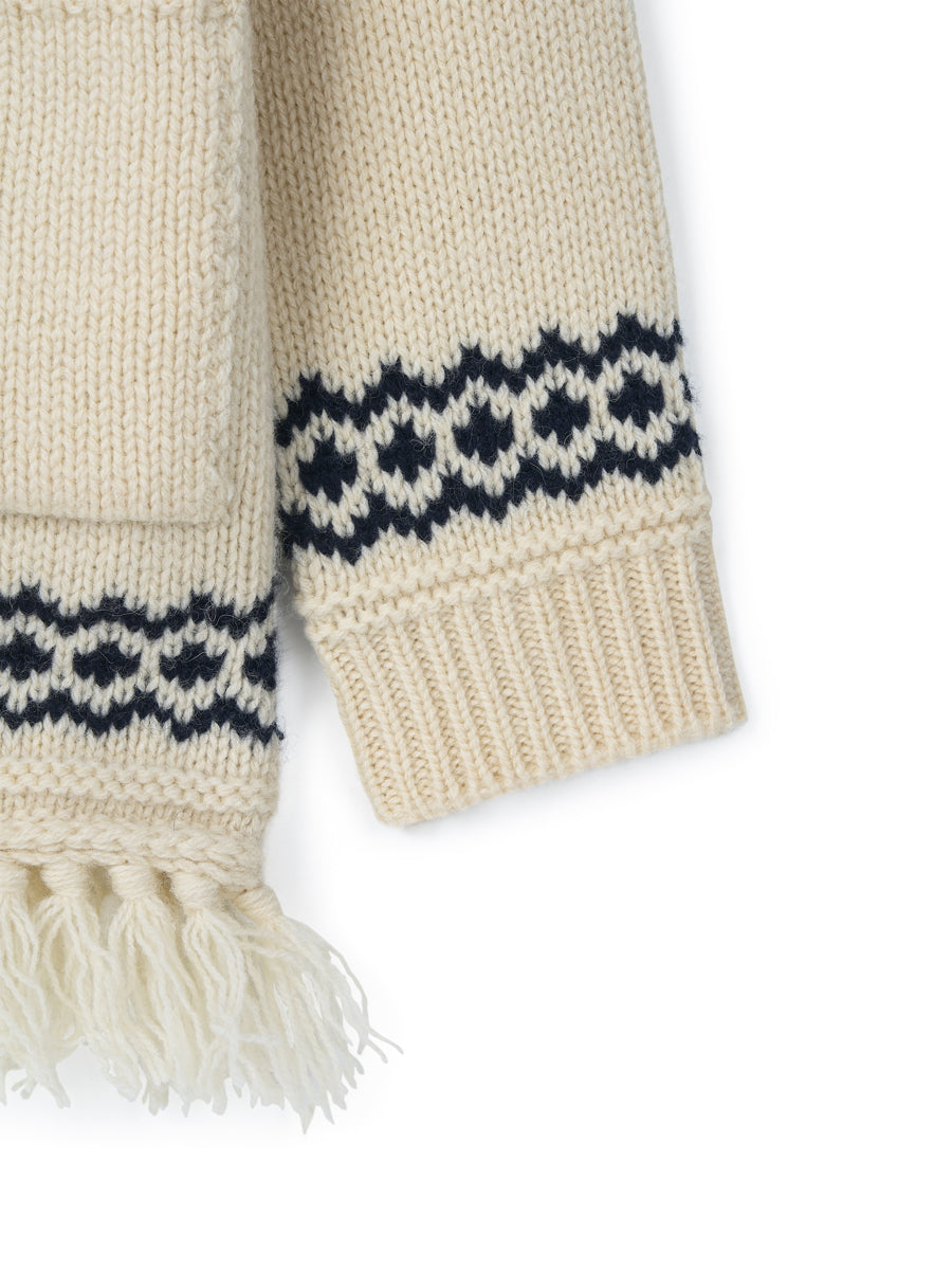 Fringe Wool Long Cardigan [Vintage Ivory]