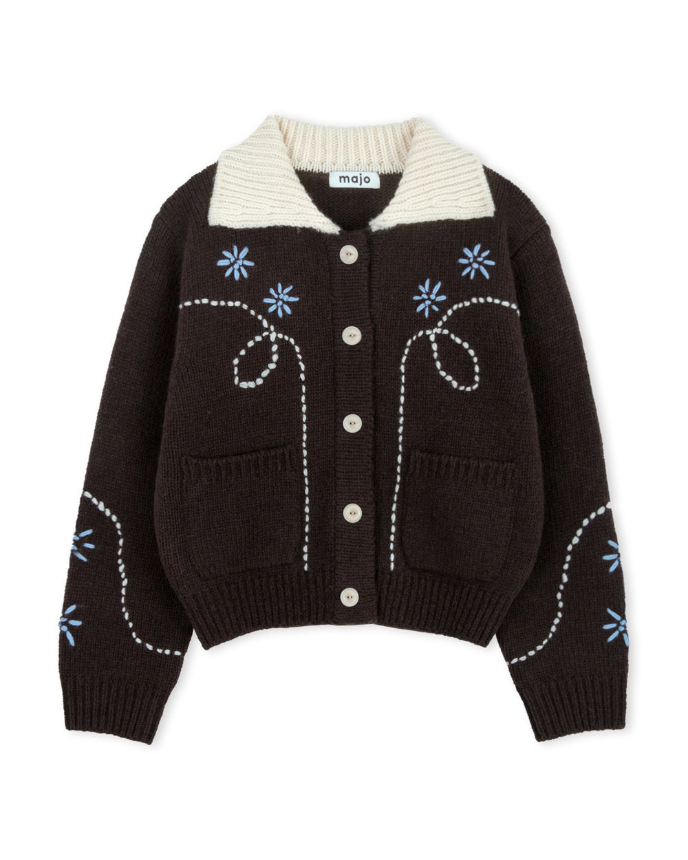 Wendy Hand Embroidery Cardigan [Deep Brown]