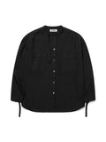 Linen Wrapped Neck Blouse [Black]