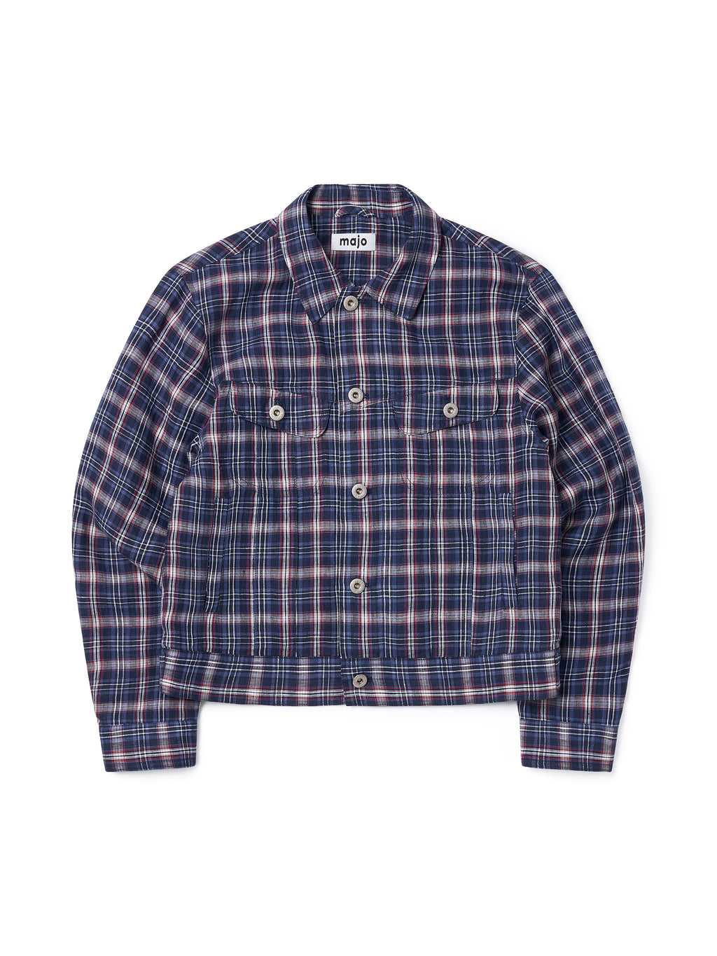 Linen Check Trucker Jacket [Blue]