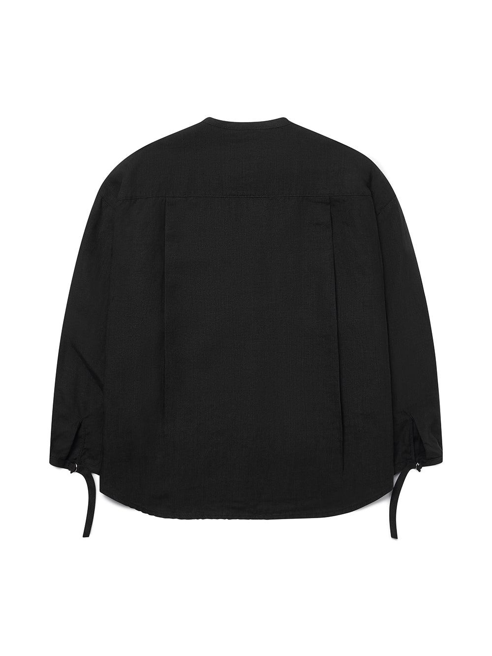 Linen Wrapped Neck Blouse [Black]
