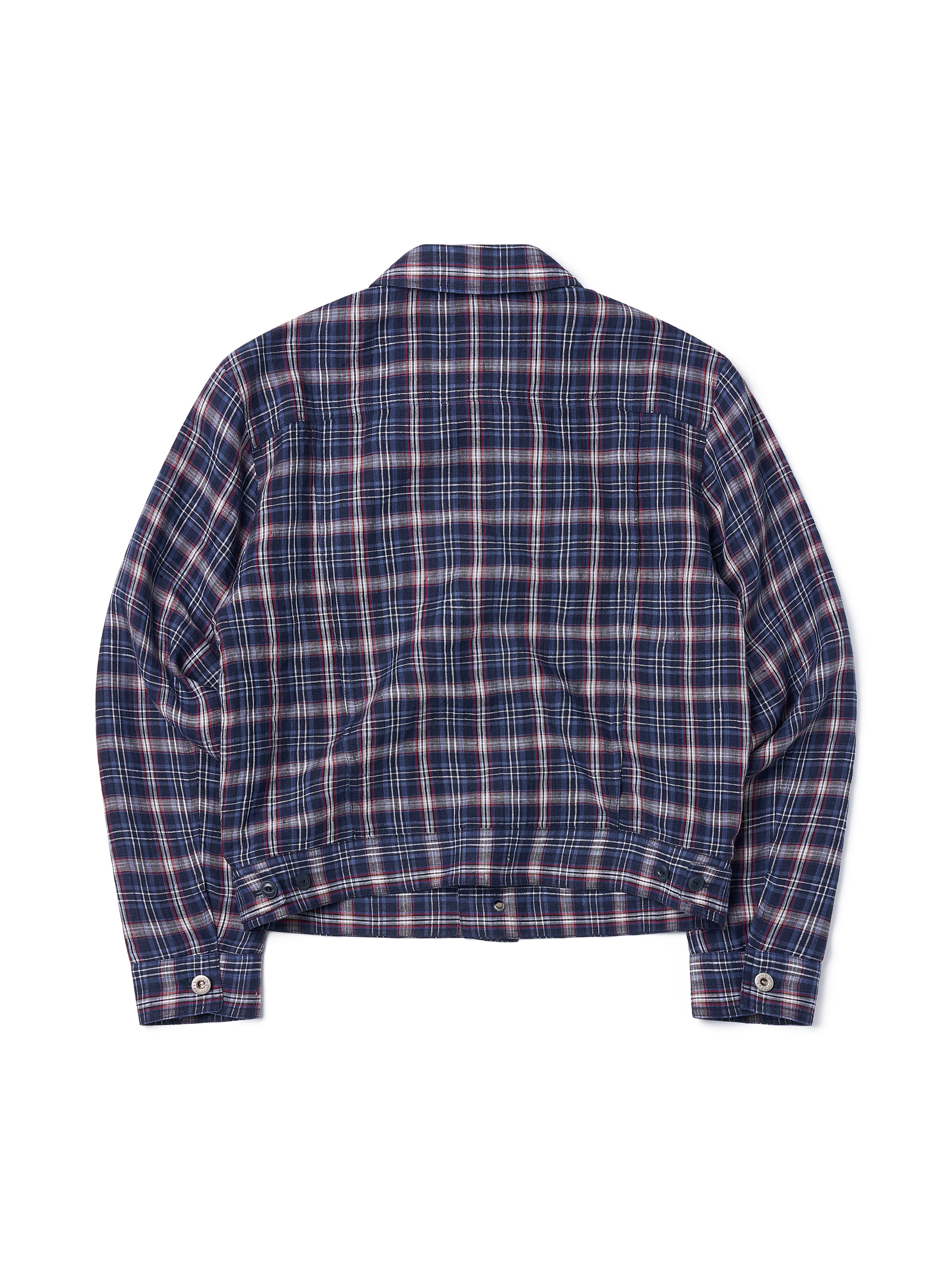 Linen Check Trucker Jacket [Blue]