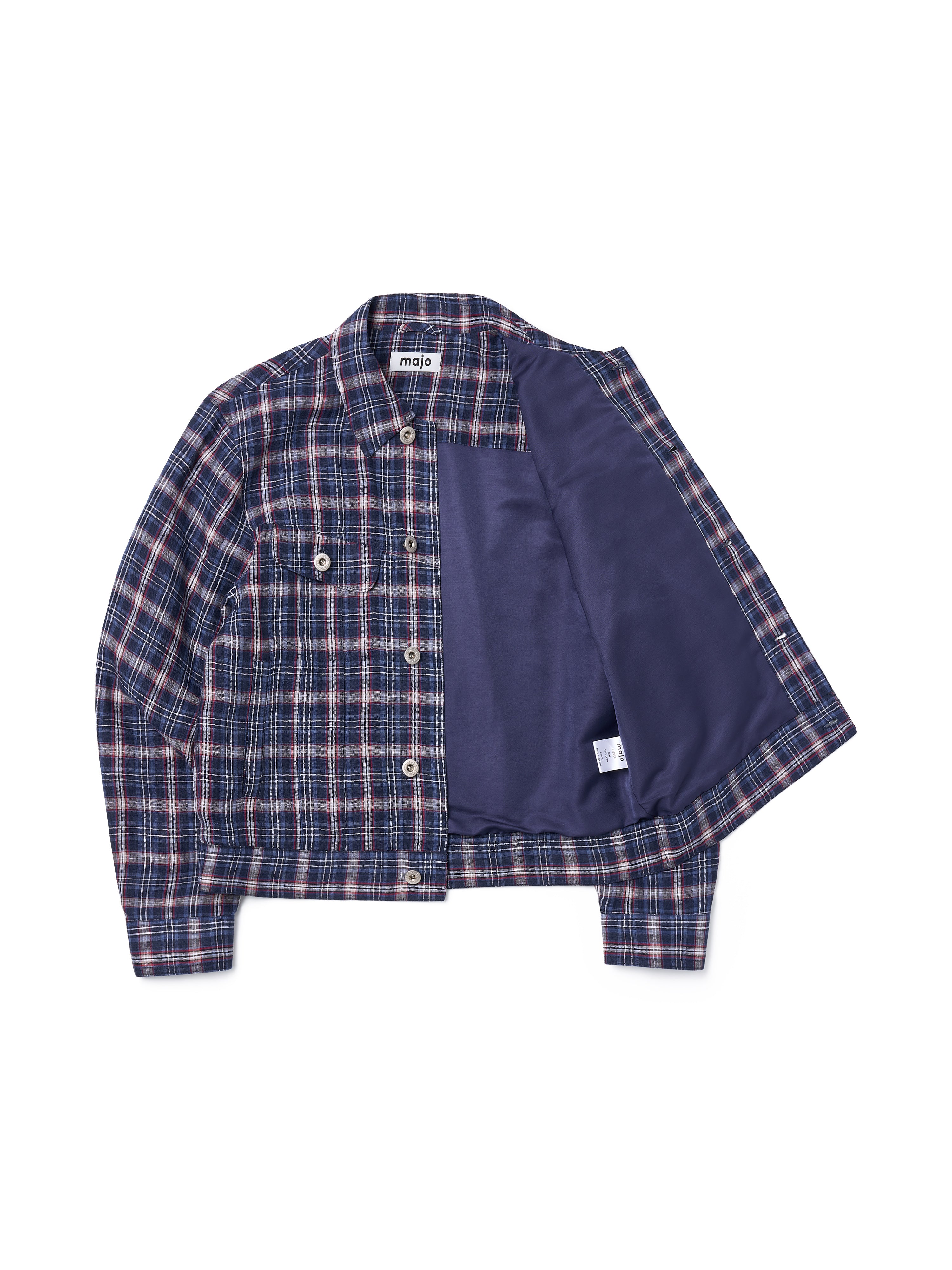 Linen Check Trucker Jacket [Blue]