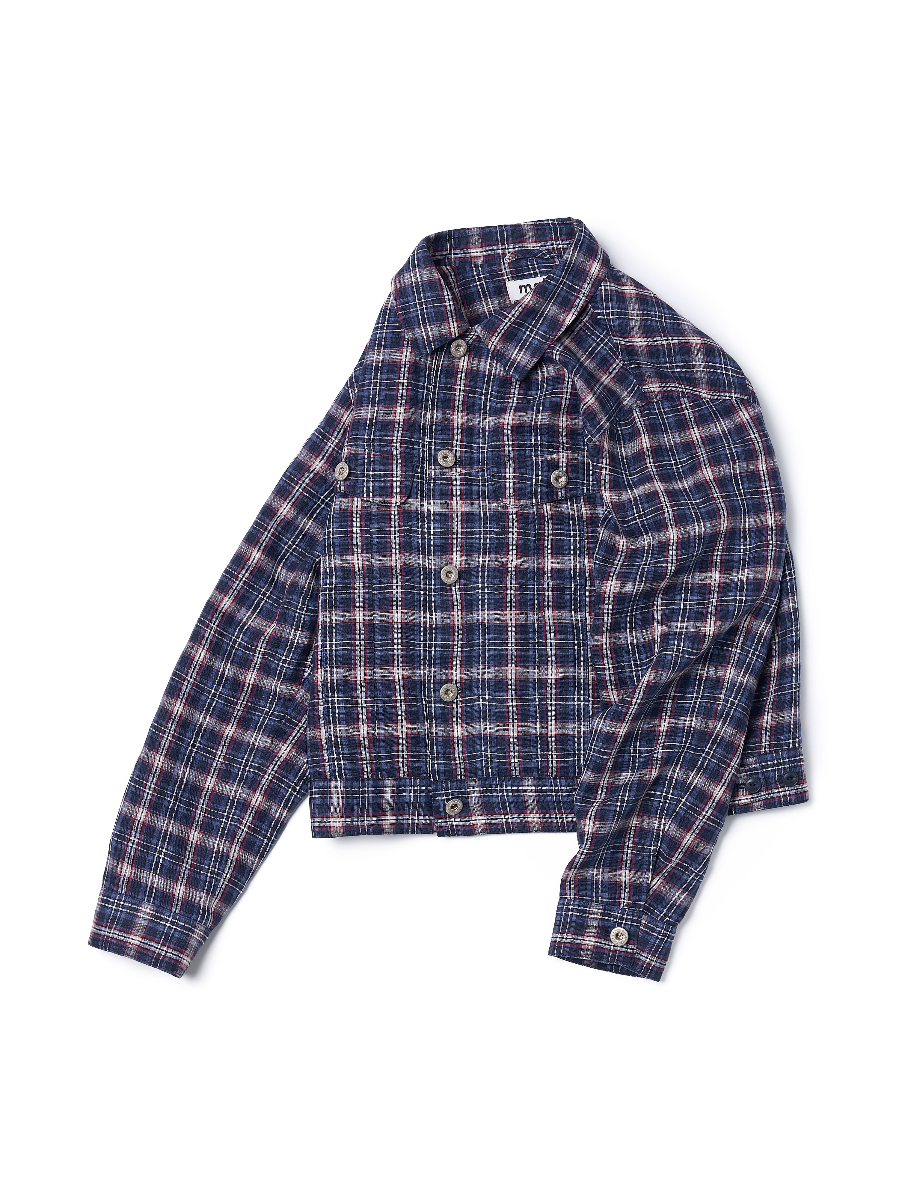 Linen Check Trucker Jacket [Blue]