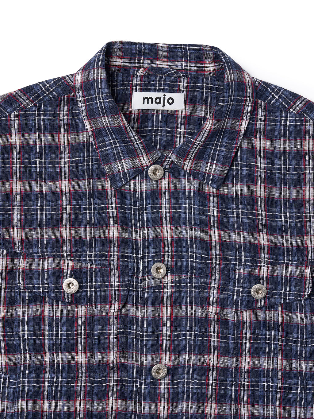 Linen Check Trucker Jacket [Blue]