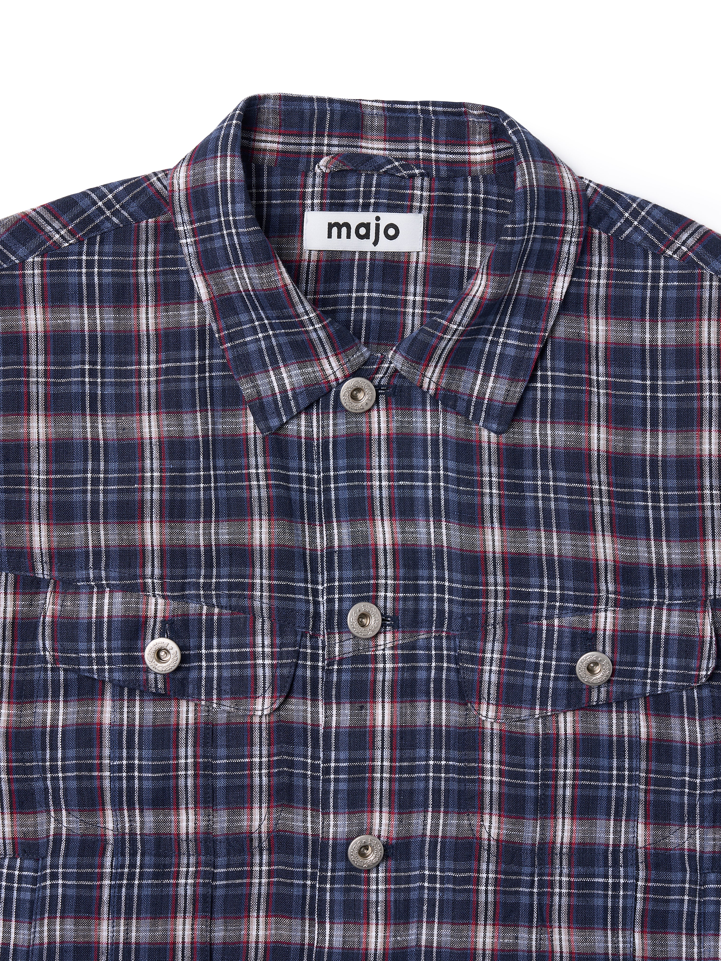 Linen Check Trucker Jacket [Blue]