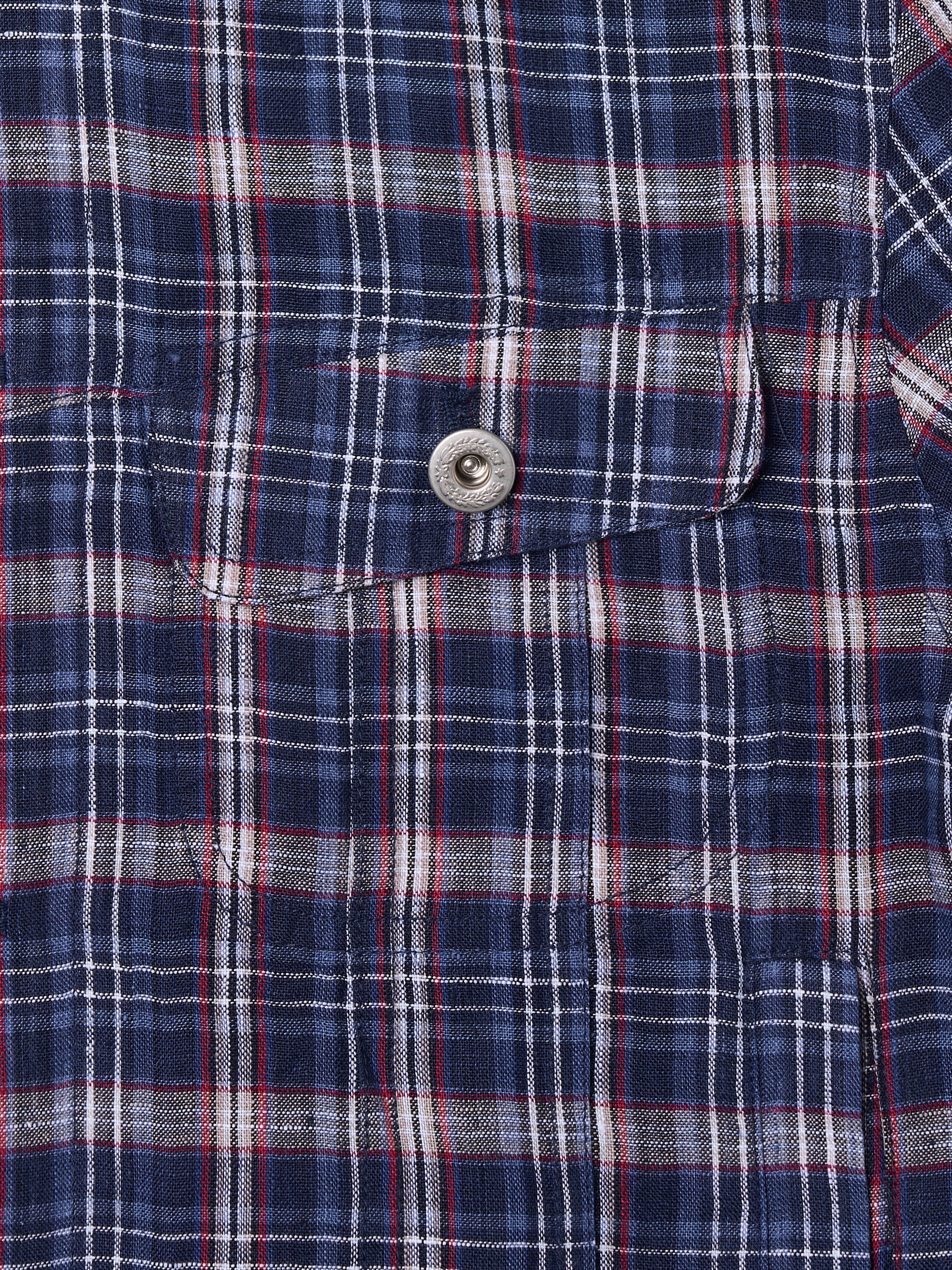 Linen Check Trucker Jacket [Blue]